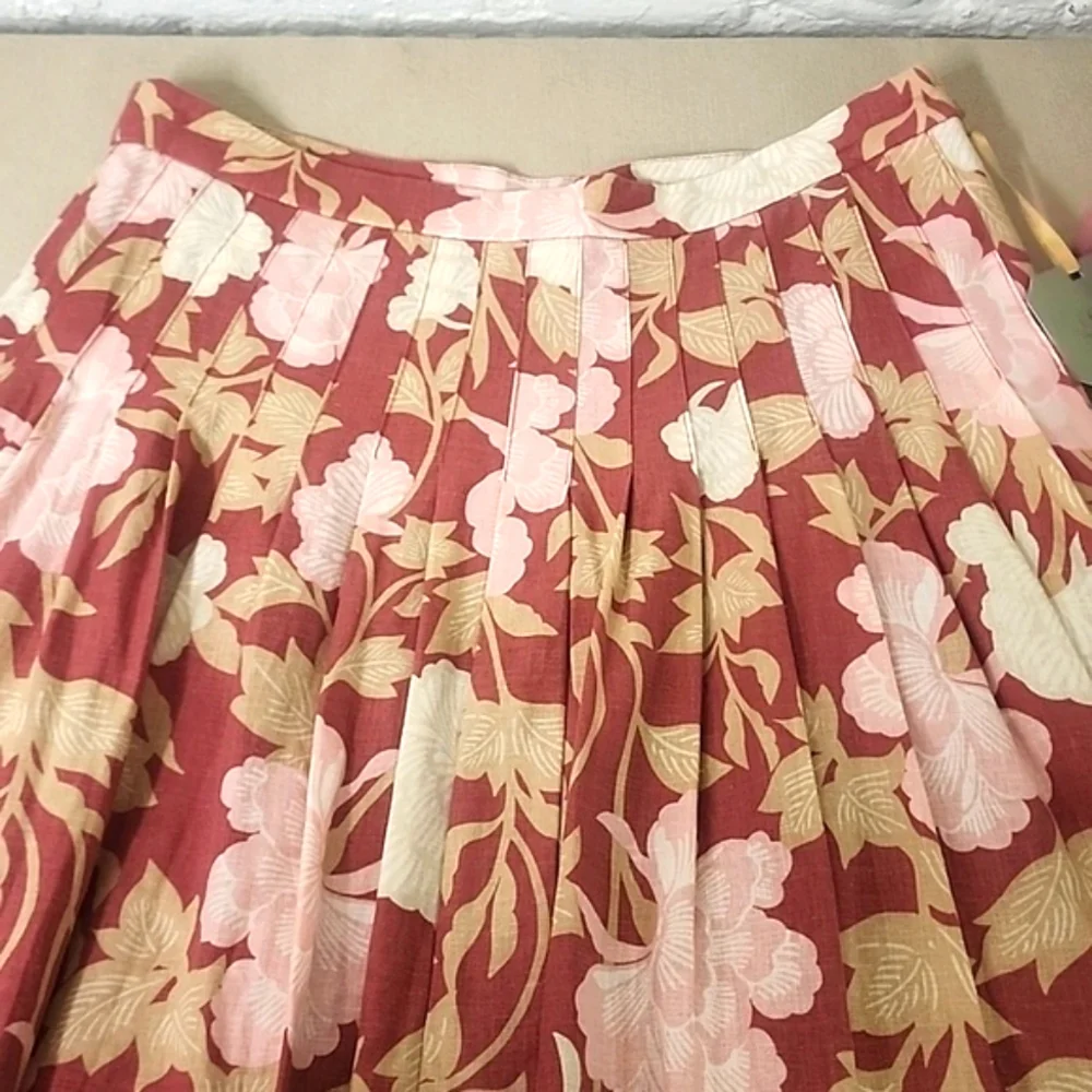 NWT...RYEGRASS PINK FLORAL LINEN SKIRT SZ 10 - Picture 2 of 6